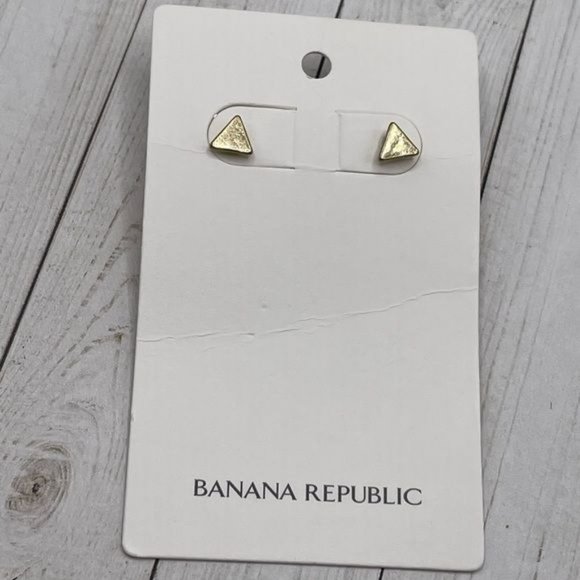 Banana Republic Jewelry - NWT Banana Republic Antiqued Gold Tiny Triangle Stud Earrings
